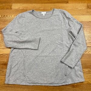 Pure Jill Pima Cotton Modal Pullover Women XL Grey Pocket Minimalist Loungewear